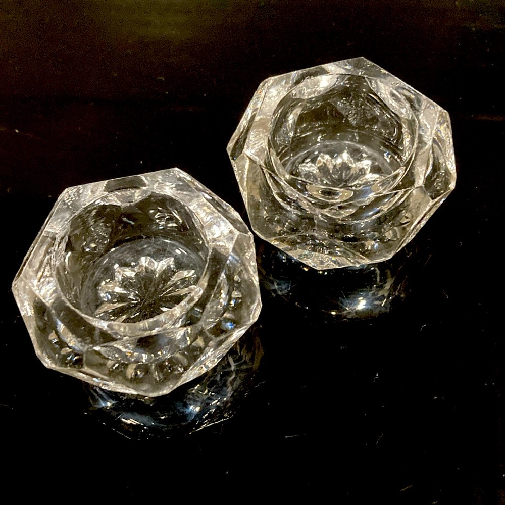 Antique Crystal Salt Cellar Pair